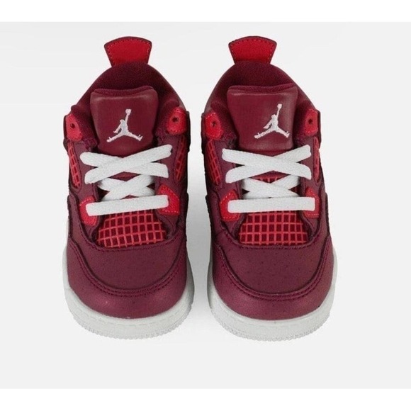Jordan Other - Kids Jordan 4 Retro Toddler Burgundy White Leather Sneakers Size 7C